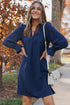 Split V Neck Ruffled Sleeves Shirt Dress